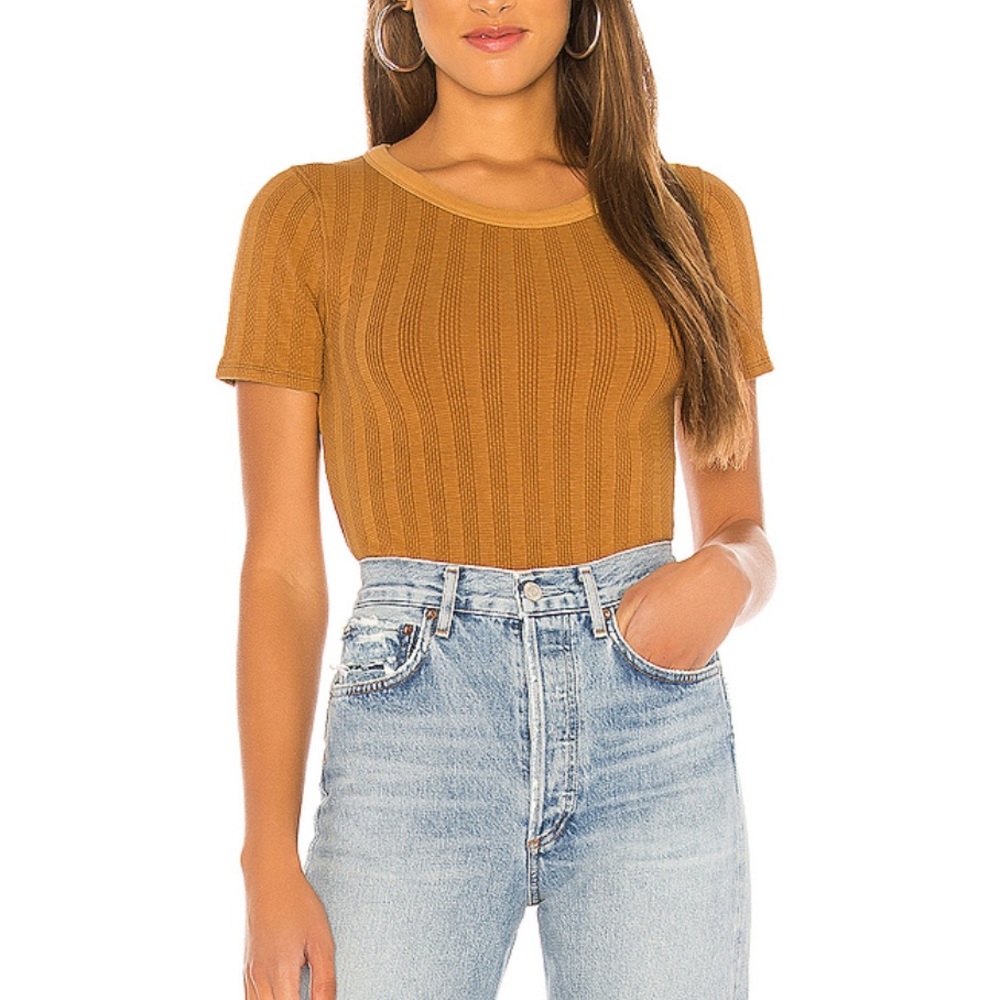 FREE PEOPLE Escape tee neutral ribbed top